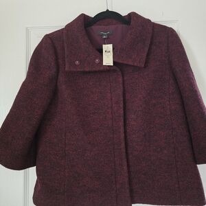 Jones New York Deep Red Pea Coat